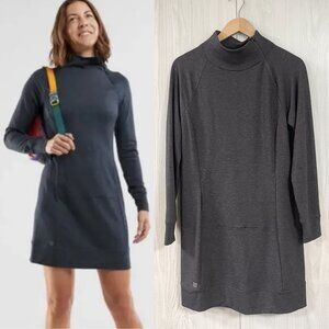Title Nine Gray French Terry Guthrie Dress Small Mock Neck Kangaroo Pocket Mini
